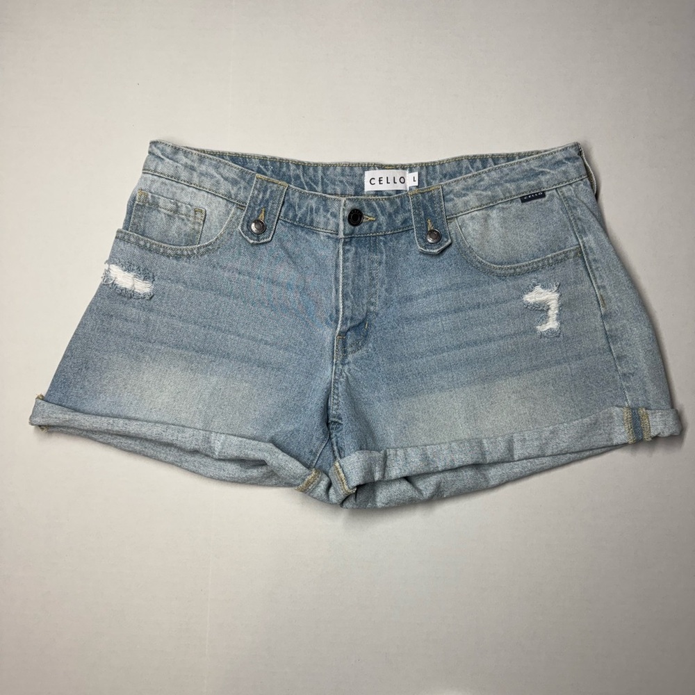Cello Light Blue Distressed Jean Shorts